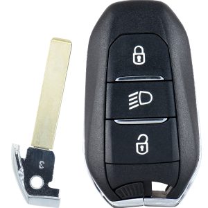 Télécommande Peugeot Citroen DS Mains libres 3 boutons transpondeur 4A et sa lame de secours